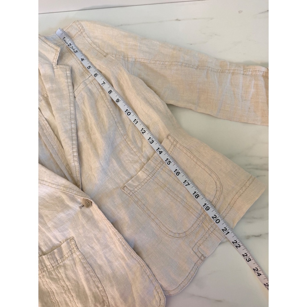 Caslon Womens Petite Medium Linen Blazer Oatmeal Beige Single Button CN290475MP - Picture 8 of 8